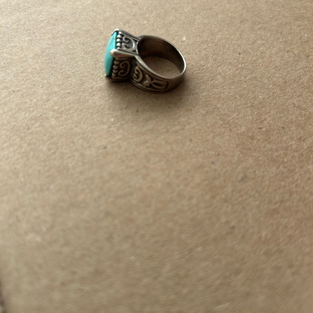 Turquoise Stone Silver Ring - image 2